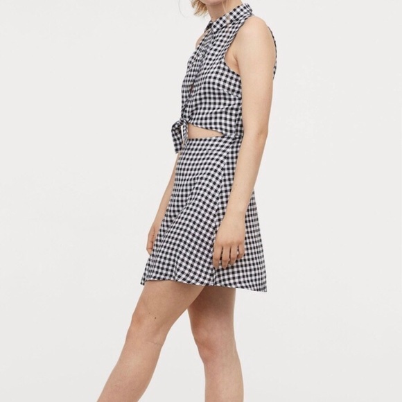 gingham tie up front dress - Picture 4 of 4